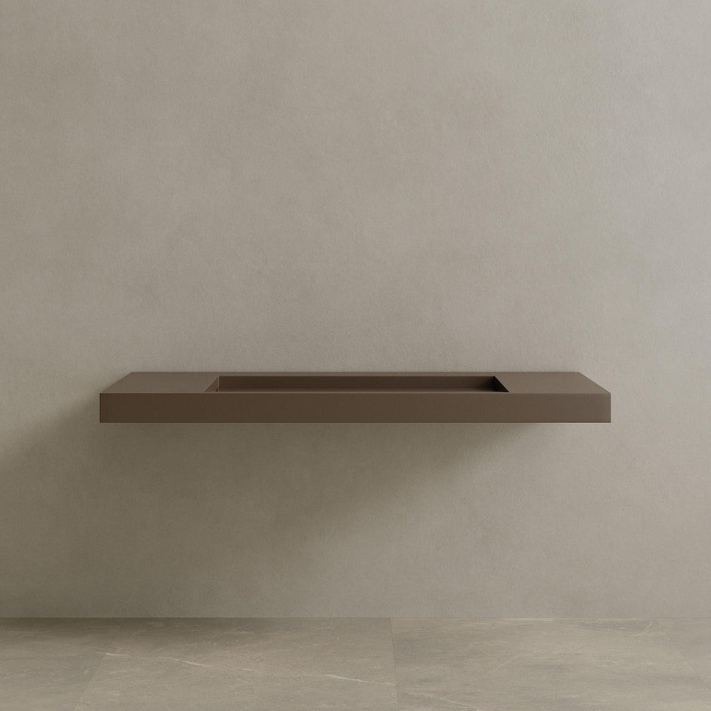 60" Floating Stone Resin Vanity Top with Single Sink