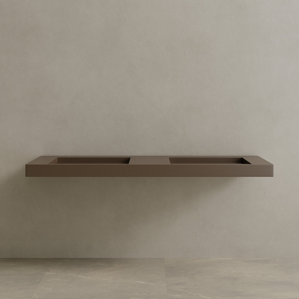 70" Floating Stone Resin Vanity Top with Double Sink