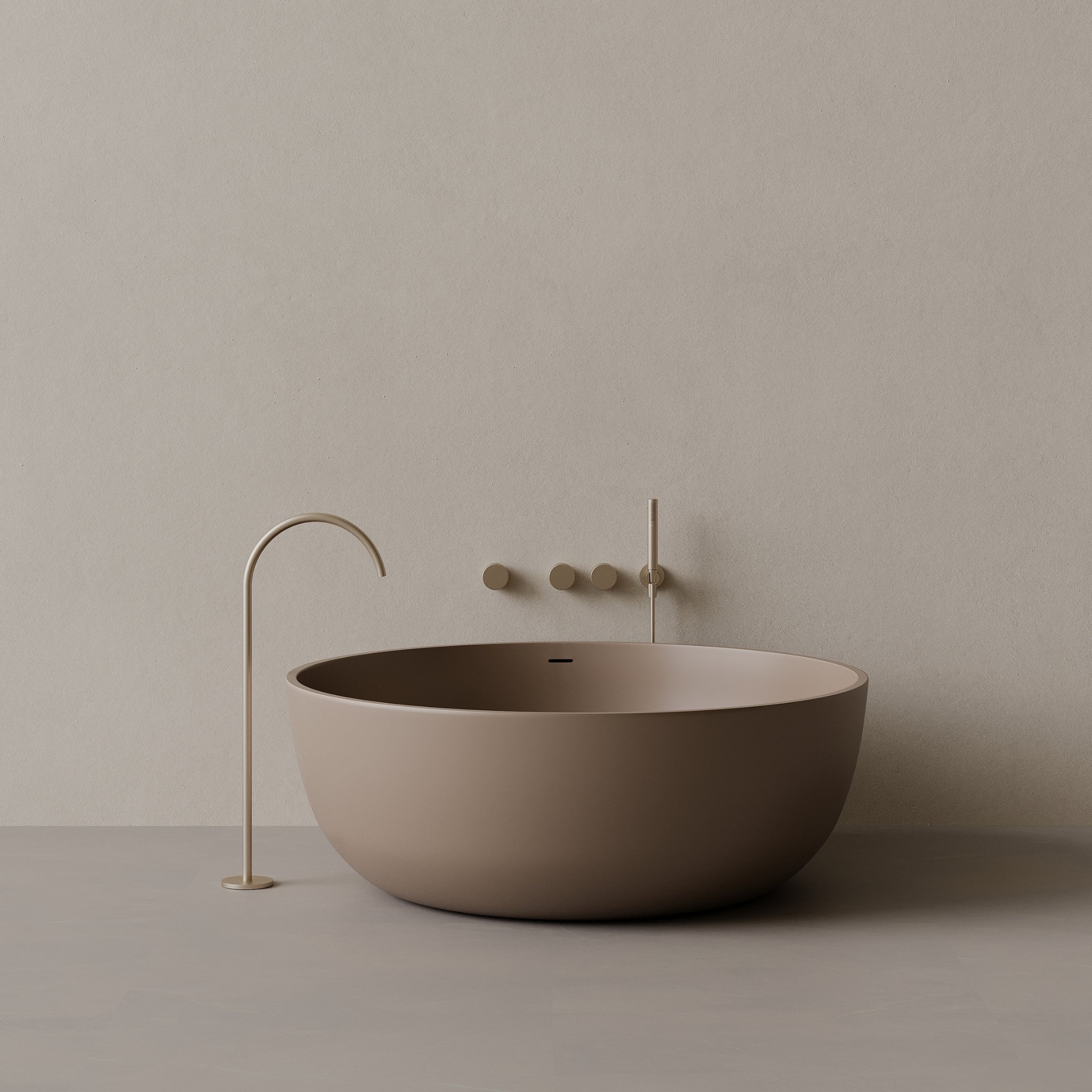 58" x 58" Round Solid Surface Stone Resin Freestanding Bathtub