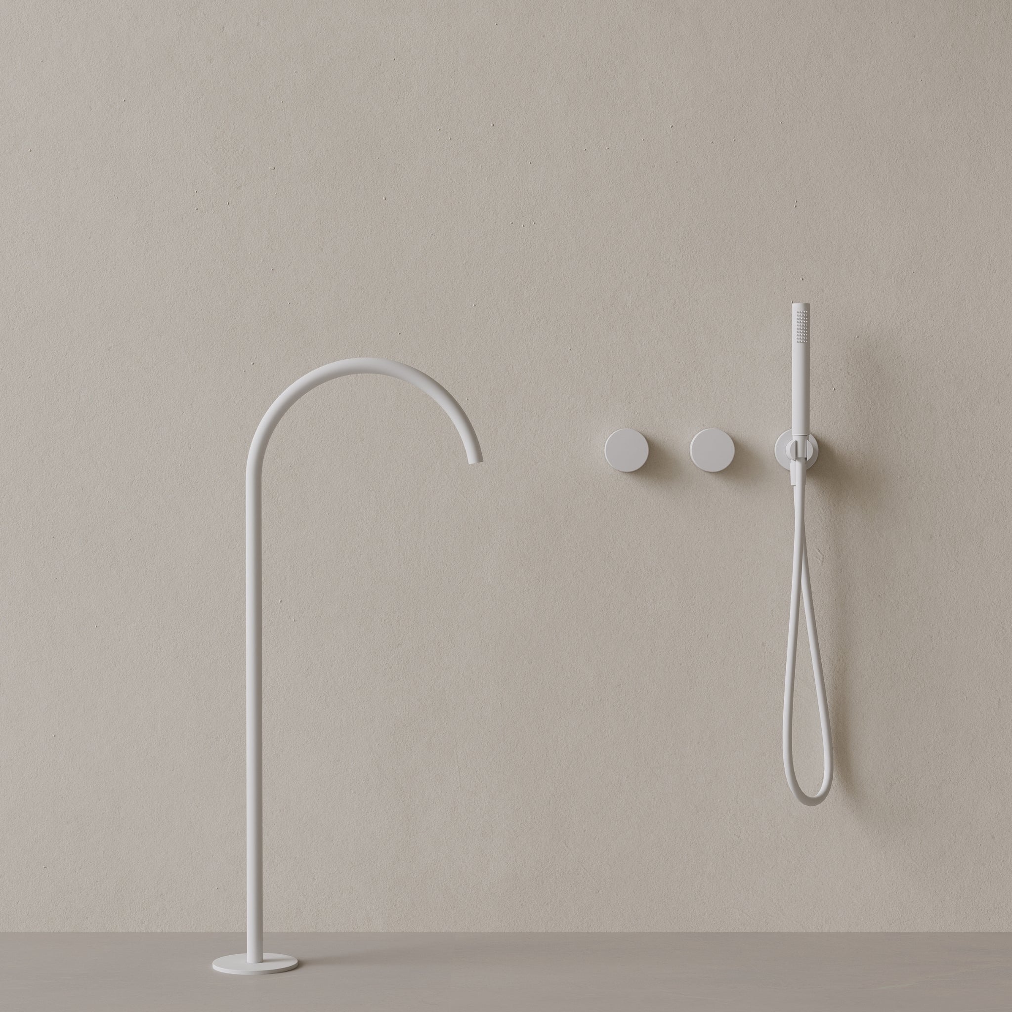 Modern High Arc Floor-mounted Bathtub Filler